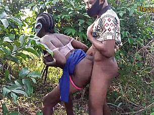 hey, that village slay queen got fucked hard in the bush by a black amateur with big tits and ass
