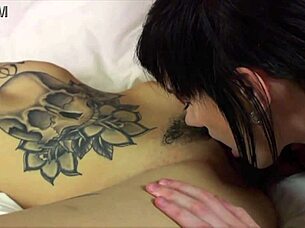 Leigh Raven in Lingerie and Fishnets Fingers Shaved Pussy and Gapes Asshole Under Nikki Hearts