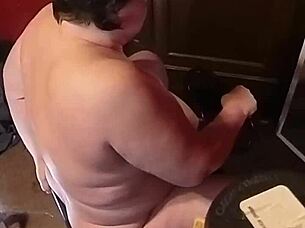 Who knew a simple dildo on chair could lead to such intense big ass orgasm for this milf?