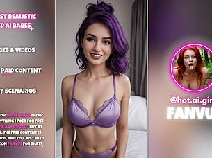 Collection of hot ai-generated babes posing in lingerie with big tits