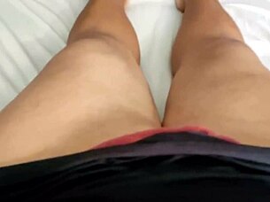 A young alternative girlfriend gets caught masturbating on sheer red. Excited viewer with small 11cm cock joins in for fat cuckold fetish compilation.