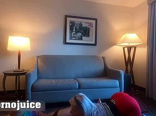 blonde pinup beauty feels intense thrill swallowing cum from big black cock in quick interracial session