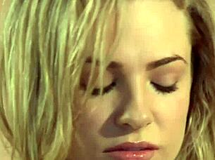 Hey check out this hot blonde whore masturbating on the desk