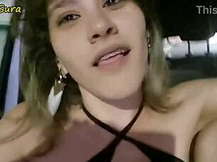 a latina amateur with small tits gives a blowjob to the uber driver in exchange for the ride payment