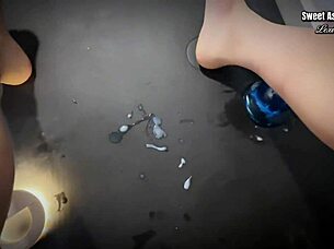 Hey, check out this Asian ladyboy in pantyhose doing anal play until cumshot