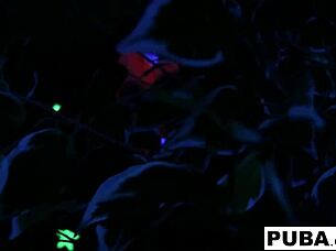 Two hot blondes sharing a thrilling halloween scare with passion