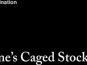 roxanne locked in cage as stocking slave for femdom foot action