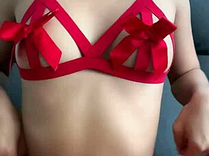 hot amateur teen babe plays solo with tight juicy pussy using dildo till horny fucking in panties.