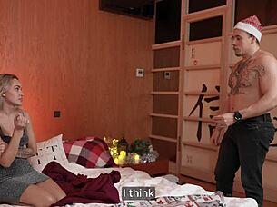 Santa Delivers Beautiful Horny Blonde For Deepthroat Blowjob Wet Pussy Licking Creampie Cumshot And Orgasmic Fucking