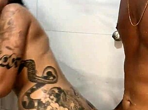 Hey, wanna see this tattooed morena with huge ass get fucked hard in bathroom until cum on her face?