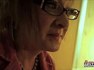 Whoa, horny blonde milf Primrose gives an awesome blowjob and swallows that warm cum load