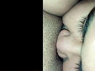 curvy lady with big tits and ass gets a rich sucking session