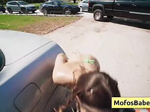 Whoa, watch this hot blonde teen with huge natural big boobs get fucked hard at the car wash fundraiser!