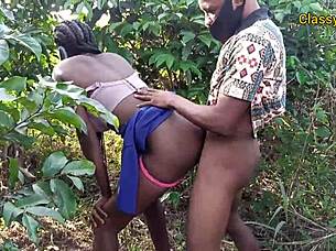 hey, that village slay queen got fucked hard in the bush by a black amateur with big tits and ass