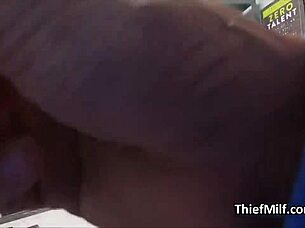 Caught this curvy milf stealing a dress so I fucked her hard on the backroom desk.