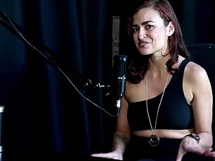 Watch this safada show off her blowjob skills and suck Bia Hot's tits in sheer red lingerie!