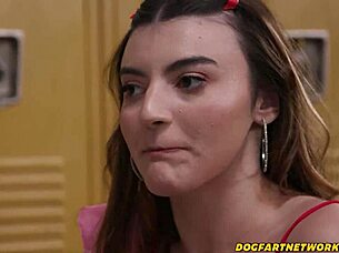 Hot teacher gets spitroasted by horny interracial couple in wild threesome