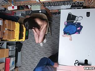 EXTRA CUTE BRUNETTE THIEF CAUGHT AND PUNISH FUCKED IN BACK ROOM!