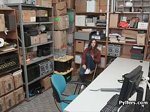 i caught this beautiful tattooed brunette getting cocked hard in the office