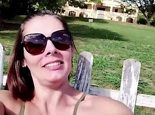 Oh man, that hot married lady started sucking the farm doorman's dick right there, then they went to her place to fuck wildly with moans and screams.