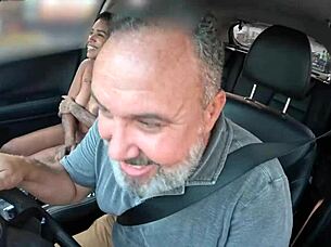 maya souza decides to make her first film in ted's ride with juicy latina anal creampie and cunilingus outdoors