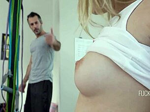 In a casual twist, tiny Coco Lovelock seduces her exercising step father during a workout session.