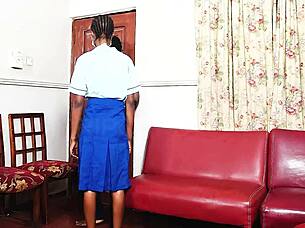 Hey, two horny students are banging hard in the staff office after hours