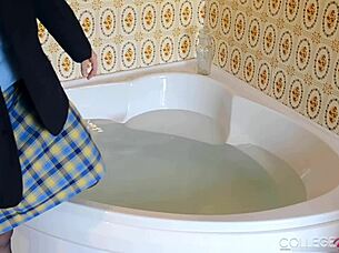 college uniform time - horny sophia smith is teasing with her wet panties