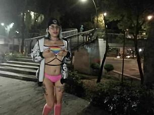 Are you ready for this Mexican babe flashing her thong in public outdoor walk?