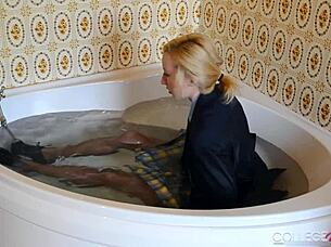 college uniform time - horny sophia smith is teasing with her wet panties