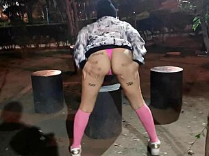 Are you ready for this Mexican babe flashing her thong in public outdoor walk?