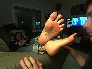 perfect feet of sexy milf get worshipped with erotic licking sucking and tickling in bondage