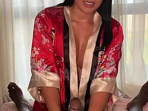 Lina Nakamura Rides Bareback on Huge Cock Filling Pussy with Cum