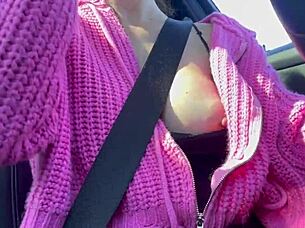 italiana big tits milf artemisia love flashes her juicy tits during sexy car ride!