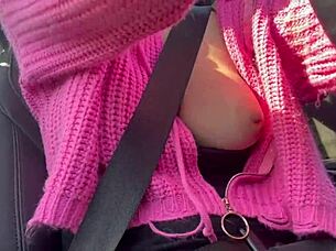 italiana big tits milf artemisia love flashes her juicy tits during sexy car ride!