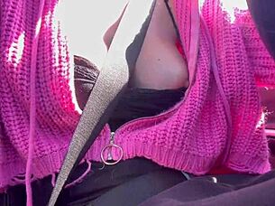 italiana big tits milf artemisia love flashes her juicy tits during sexy car ride!