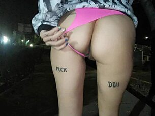 Are you ready for this Mexican babe flashing her thong in public outdoor walk?