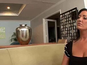 Big titted milf with tattoos licks young womans pussy in sensual 69 session with heels and kissing