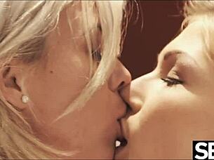 sexy blonde lesbians lick and finger each others pussies. they reach multiple orgasms together.