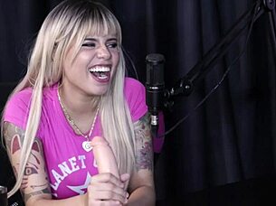 hey loira safada, strip off those clothes, show your huge tits and juicy pussy, then give that sexy eye contact while demonstrating your titjob skills - gabriella gushi