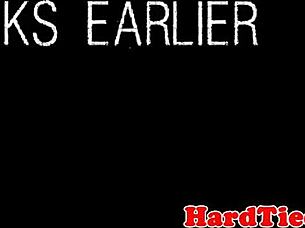 Blonde submissive gets tied up in bondage and roughly pussyfucked by dominant partner in intense BDSM session