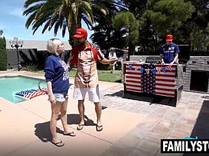 penelope kay gets a wild threesome with fireworks cum on her face from will pounder and josh rivers