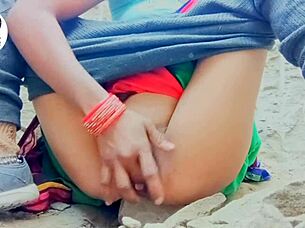 desi village woman removes saree and fingers her hairy beaver in ranch setting