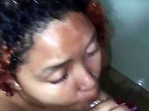 Hot Latina with Big Natural Tits Gets Facial Cumshot in Hotel Bathroom After Deepthroat Blowjob