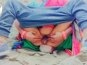 desi village woman removes saree and fingers her hairy beaver in ranch setting