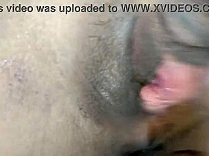 Amateur beauty opens tight shaved pussy for intense creampie orgasm