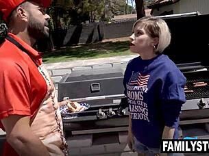 penelope kay gets a wild threesome with fireworks cum on her face from will pounder and josh rivers