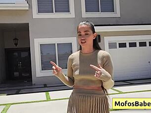 sexy hot brunette angelina moon sucks logan xander's huge fat dick before sliding it deep into her shaved pussy for intense hardcore fucking