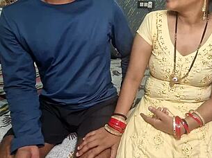 Indian mommy rides cowgirl for first creampie orgasm!