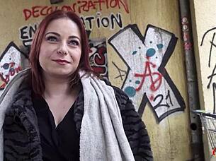 curvy german emma fox with saggy tits gets picked up for rough casting fuck! bent over doggystyle pounding in berlin with footjob action!